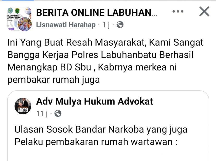 Celotehan Bandar Narkoba Menuai Reaksi Warganet : Kami Sangat Bangga Kerja Keras Kapolres Labuhabatu