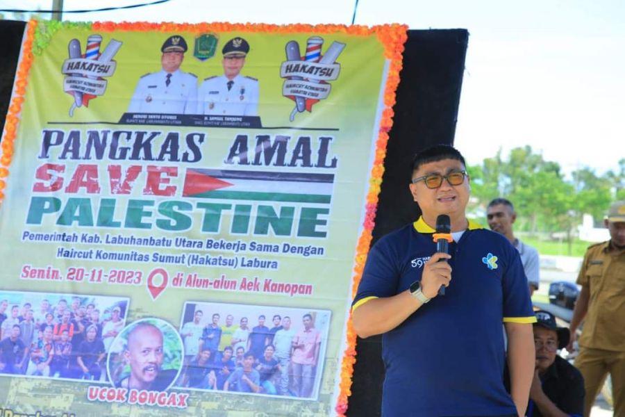 Save Palestine, Bupati Labura Ajak Masyarakat Penggalangan Dana Dengan Pangkas Amal