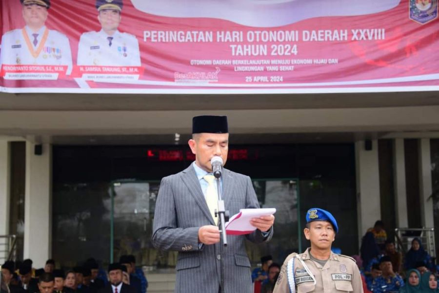 Wabup Samsul Tanjung Pimpin Upacara Peringatan Hari Otonomi Daerah  Ke- XXVIII