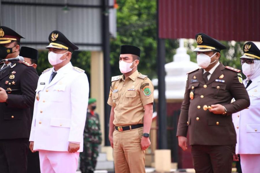 Wakil Bupati Labura Ikuti Upacara HUT Bhayangkara Ke- 76 Secara Virtual di Makopolres Labuhanbatu